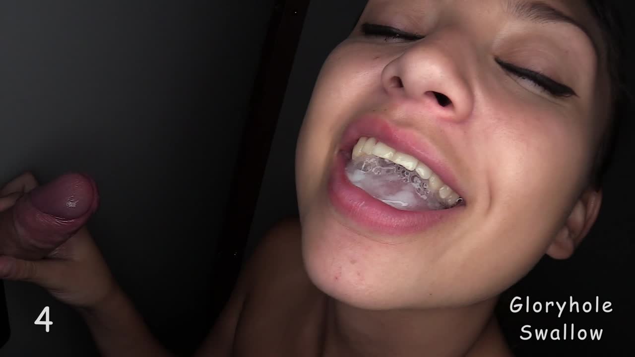 Gloryhole Swallow - Francesca Gives A Sexy Look As The Strangers Cock Is Filling Her Mouth With Cum 2nd Visit Porn Video